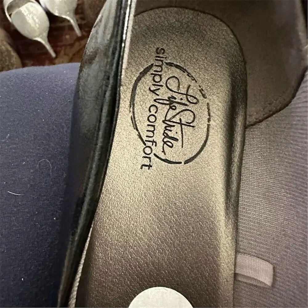Life Stride Women's Black Wedge Shoes Size 9.5W Slip On Casual‎ - Picture 10 of 11